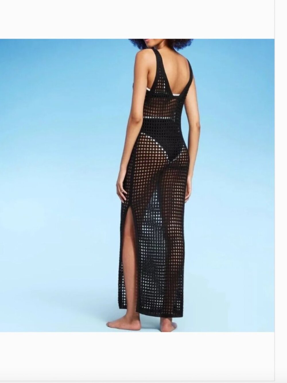 Shade & Shore Black Crochet Swim Cover Up | Size XS | Sheer Maxi Beach Dress